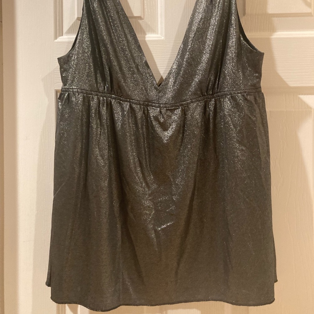 Super cute Gray sparkly TRAMP Top size Large NWT